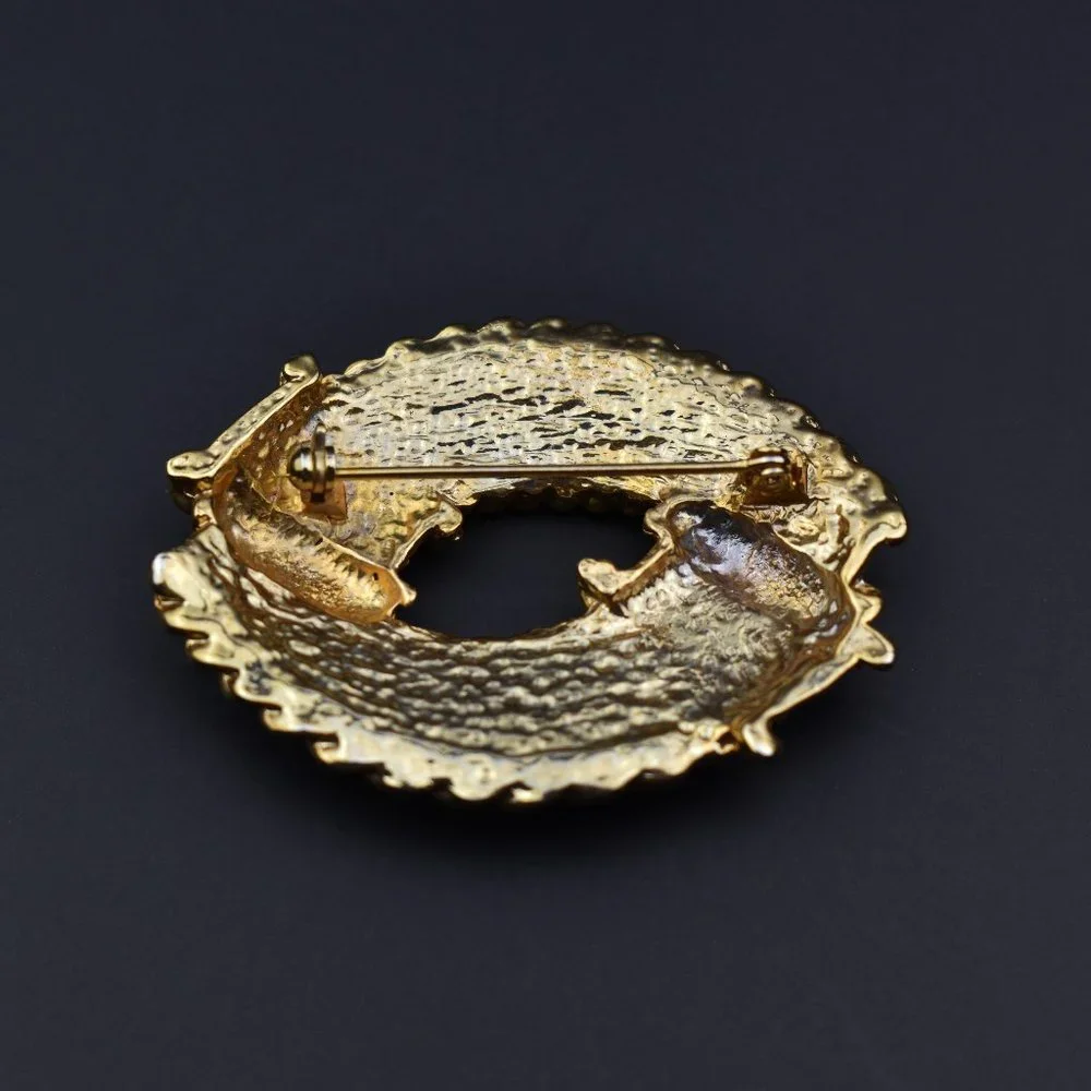 Large gold and silver knot brooch, 60s vintage nautical pin